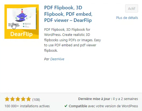 Plug-in DearFlip pour animer des pdf