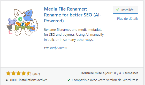 Plugin pour renommer les fichiers de la médiathèque dans wordpress – « Media file renamer » ou « Phoenix Media Rename »