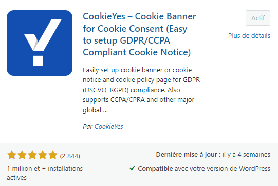 Plugin pop up politique de confidentialité (pour cookie)