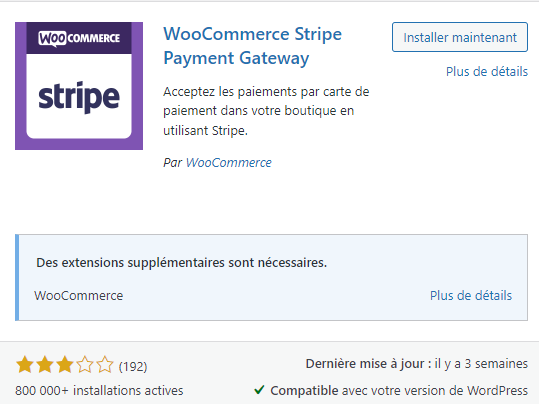 Plugin stripe pour WooCommerce